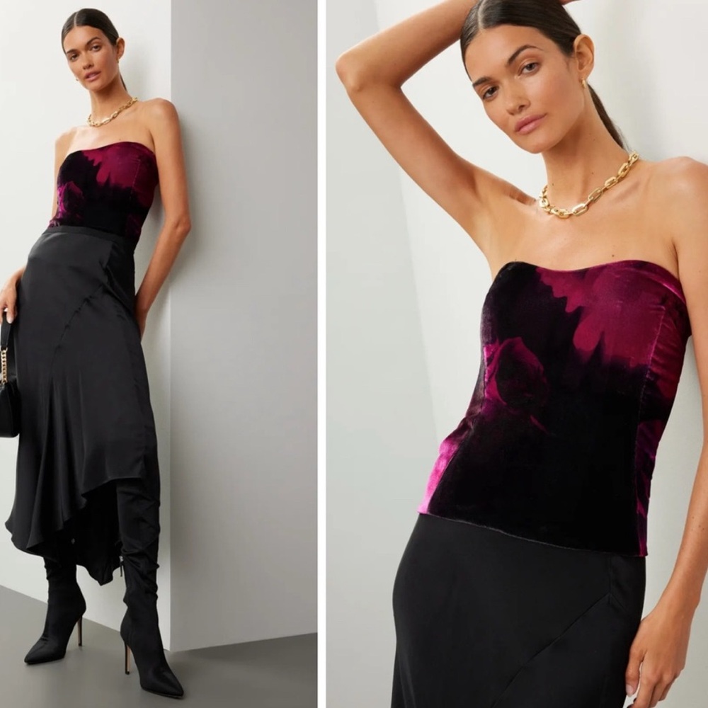 Retrofete Black and Pink Blouse Top Nat Velvet Tube Top XS